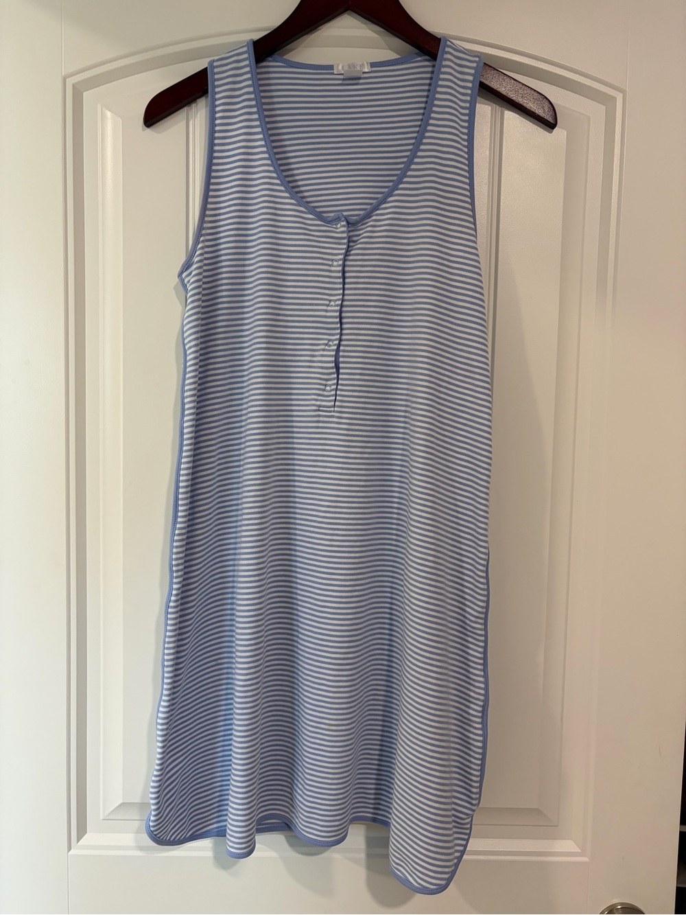 Striped Sleeveless Chemise Nightdress in Light Blue & White